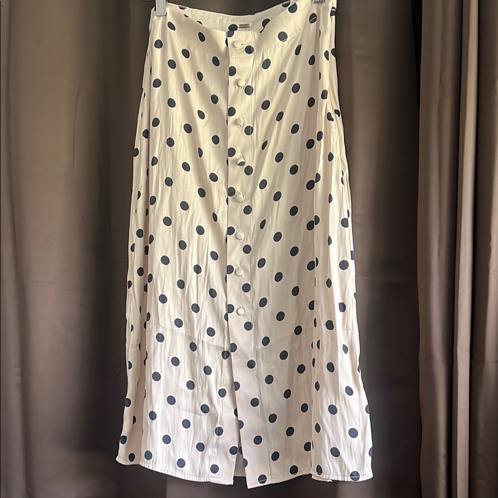 FREE PEOPLE Polka Dot Button-Down Skirt